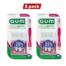 GUM Proxabrush Go-Betweens Cleaners Moderate 10 Count, Interdental Brushes 2pack