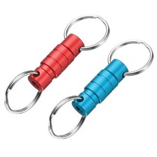 Quick Release Keychain, 2Pcs Detachable Pull Apart Key Rings Clip, Wine Red Blue