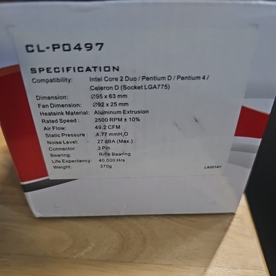 Thermaltake CL-P0497 92mm Rifle Bearing CPU Cooler FNOB