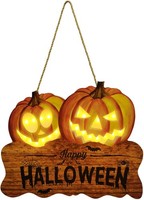 Halloween HäNgeschild Mit Lichtern KüRbis Holzschild Deko FüR HaustüR Wand
