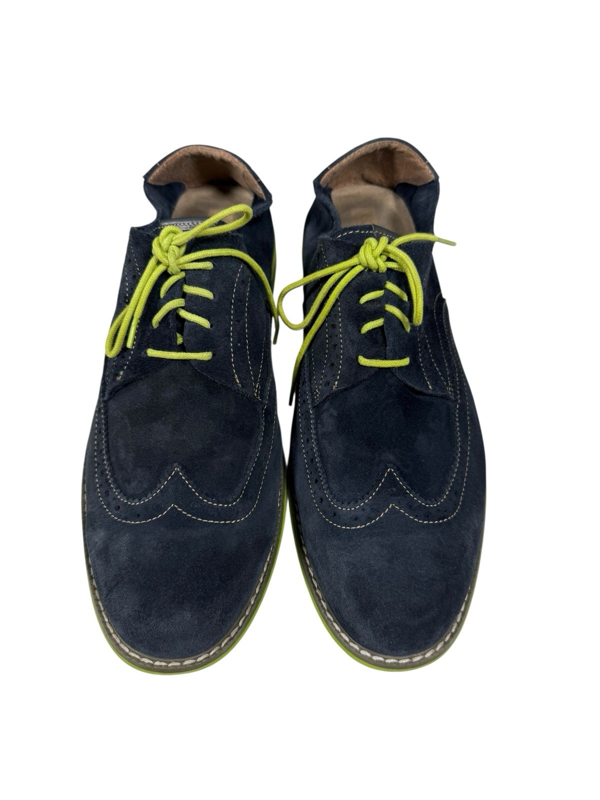 SAOLA FLORSHEIM SCARPE A CODA DI RONDINE blu scamosciato DERBY suola Chartre taglia 12M 14115 492