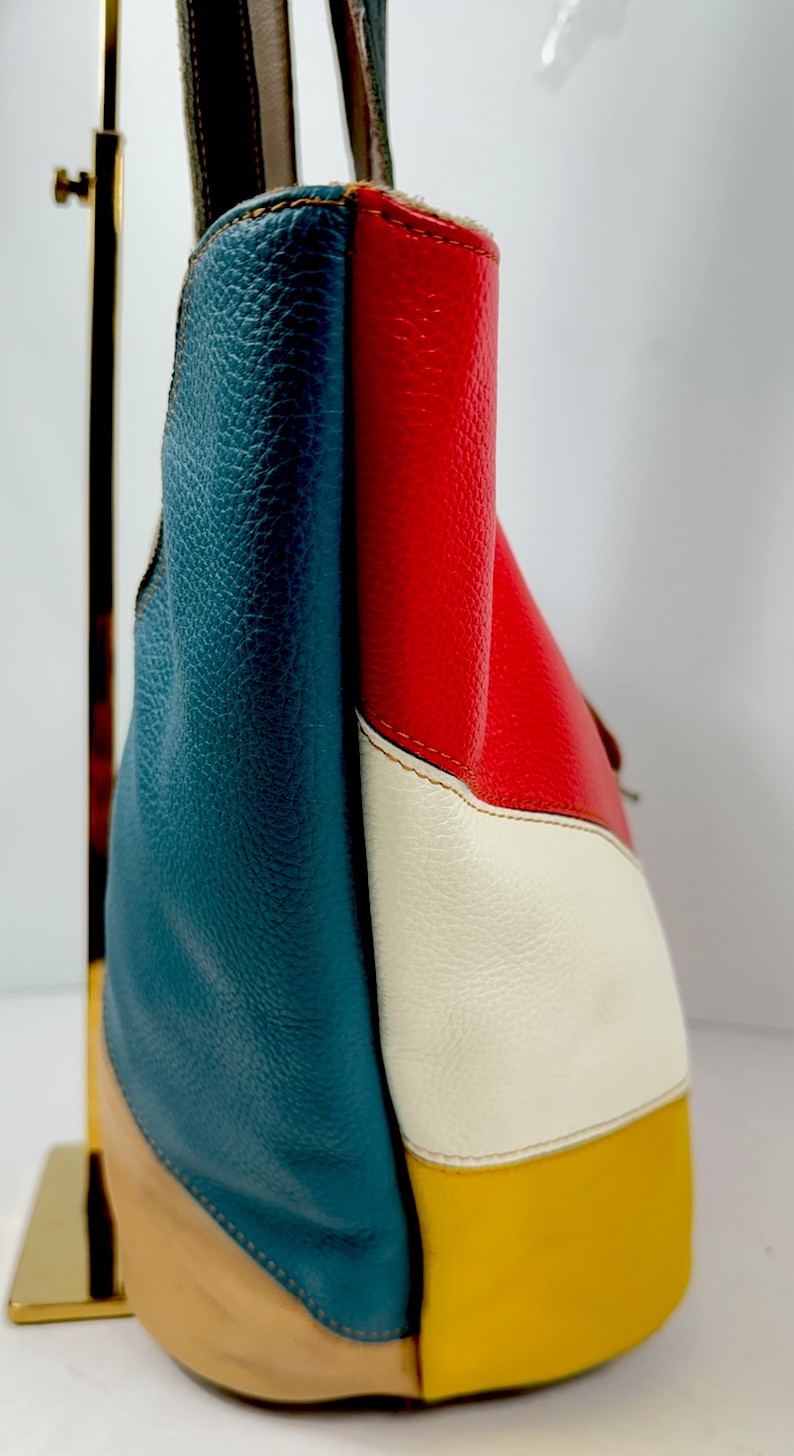 AmeriLeather Patchwork Rainbow Studded Large Leat… - image 8