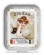 ZIG-ZAG Large Metal Rolling Tray - Vintage White - Women & Cat