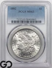 1882 Morgan Silver Dollar Coin PCGS MS 63 ** Lustrous Blast White!