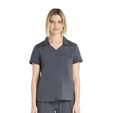 Scrubstar Women's Antimicrobial Premium Performance Collar Top Pewter XS