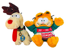GARFIELD  ODIE DAKIN PLUSH LOT VTG 1981 1983 GIMME CHRISTMAS SWEATER ANTLERS