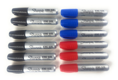 12ct Sharpie Permanent Marker Lot: King Size Barrel Chisel Tip RED/BLUE/BLACK