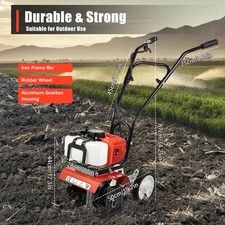 52cc Gas Power Garden Farmyard Tiller Cultivator 6500 rpm Tilling Tool 2-Stroke