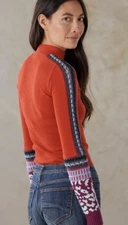 Free People Womens Switch It Up Thermal Top XS Boho Crochet Cuff Mock Neck