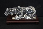 BACCARAT Crystal Crouching Tiger Figurine Paperweight W/ Base FRANCE 6" — photo 1