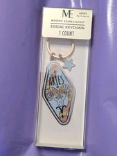 Aries Zodiac Keychain Gold Color w/ Charm Modern Expressions