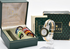 Near Mint Vintage Gucci Change Bezel 11/12 Gold Quartz Ladies Watch Working