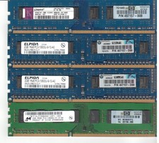 Mixed Lot of 4 2GB Desktop Ram - PC3-10600U - SEE DESCRIPTION