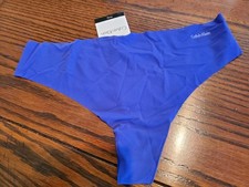 NWT CALVIN KLEIN NYLON SPANDEX MICROFIBER THONG PANTIES D3428 6BY COBALT L