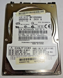 TOSHIBA***MK1032GSX***100 GB*** SATA HDD Notebook 2,5'' ZOLL#NFP1366