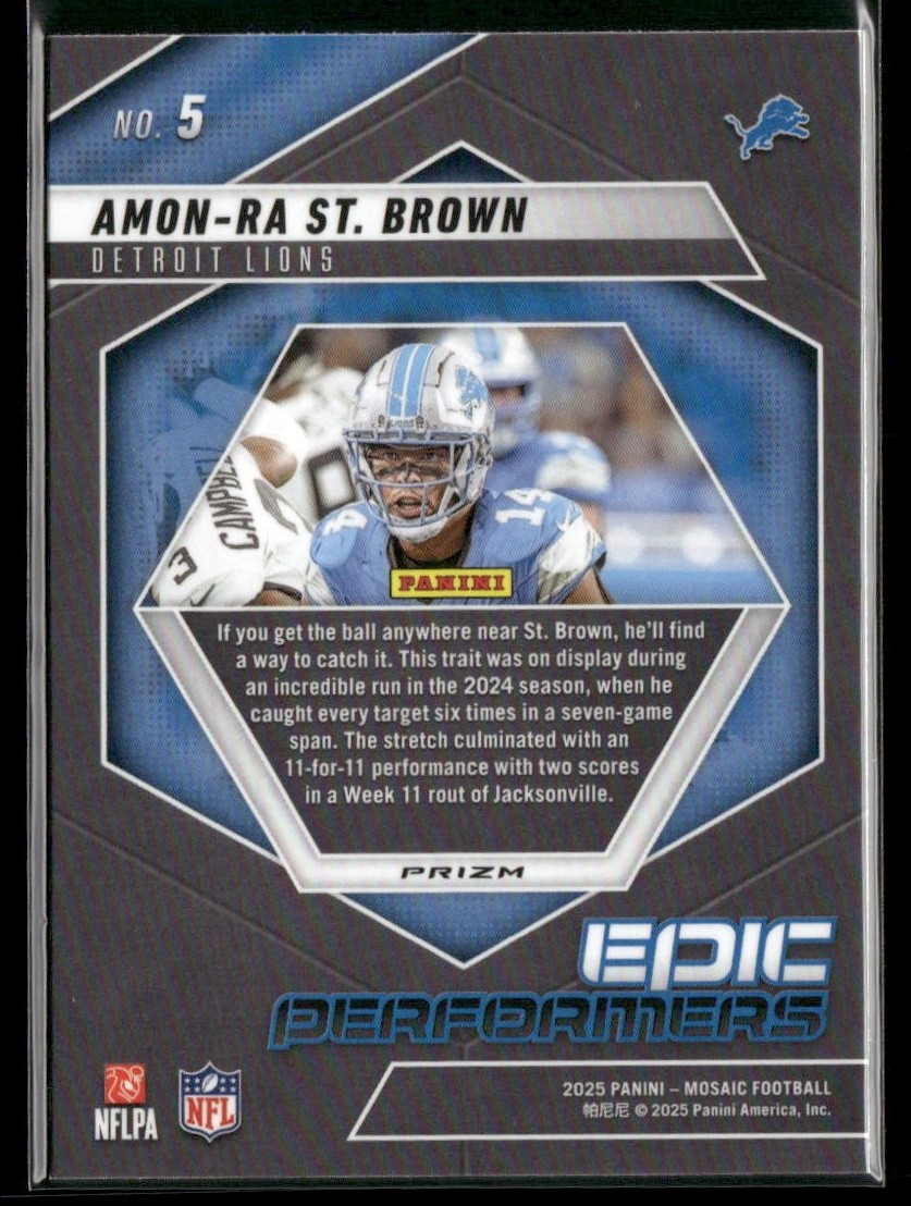 Amon-Ra St. Brown 2025 Panini Mosaic Epic Performers #5 Orange