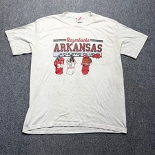 Vintage Jerzees Arkansas Razorbacks Athletic Club T-Shirt Mens L White USA Made