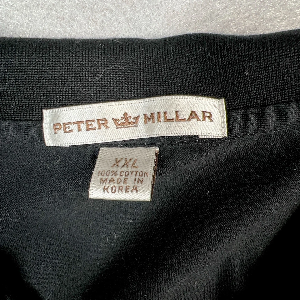 Camisa polo de golf Peter Millar XXL para hombre manga corta cuello 3 botones negra Foto 3 de 4