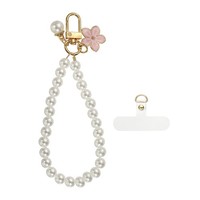 Perlen Handy-AnhäNger (13Cm, Pink Blume) - FüR Pearl Handy-Lanyard Band