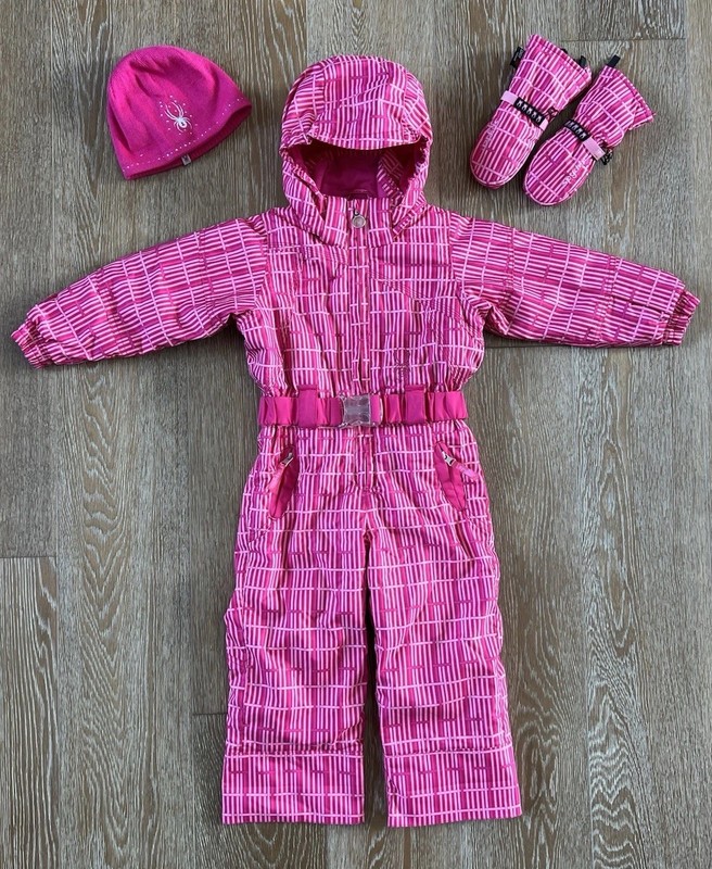 Spyder Girls Snowsuit, Hat And Mittens Set In Pink Size 3 EUC