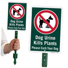 10 x 7 inch  Dog Urine Kills Plants, Please Curb Your 10x7 inches Green, White