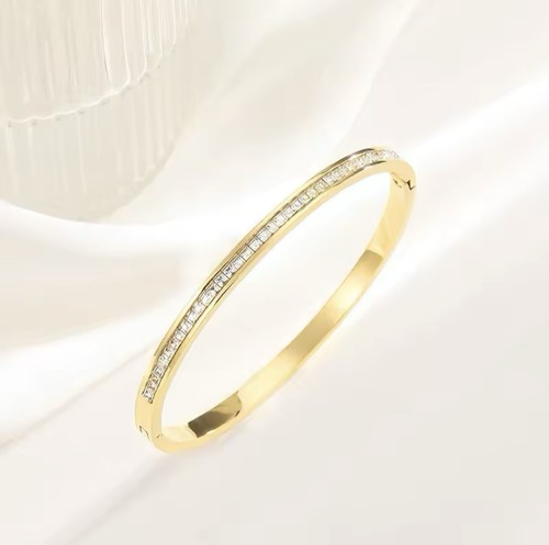 Bracciale Art Decò 18k YGP Baguette taglio principessa zirconi donna uomo ETERNITÀ - Foto 4 di 4