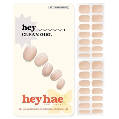 Heyhae Semi Cured Gel Nail Strips | Spring Nails No LED Lamp Hey, Clean Girl 