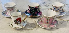 5- LOVELY VINTAGE MINIATURE TEACUP AND SAUCER VARIOUS DESIGNS DOLLHOUSE