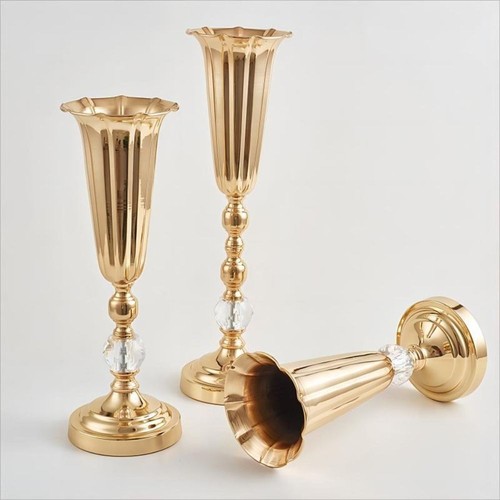Golden Flower Vase Iron Flower Stand Fashion Metal Vases Home - Picture 5 of 18