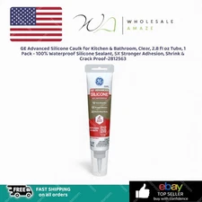 GE Advanced Silicone Caulk for Kitchen & Bathroom, Clear, 2.8 fl oz Tube, 1 Pack