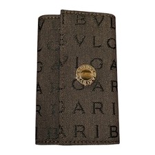 BVLGARI Key holder Logo mania six hooks canvas leather plating 22598 Free s...