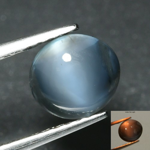 1.73 Ct Round Cut 6.3 x 6.2 MM Green To Grayish Purple Alexandrite Cat's Eye