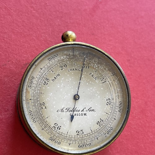Antique A DOBBIE & SON brass pocket barometer untested for restoration.See pics - Picture 17 of 23