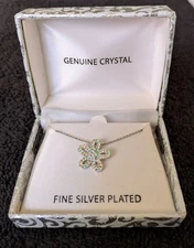 New Fine Silver Plated Multi Color Crystal Flower Pendant Necklace Boxed Kohl's