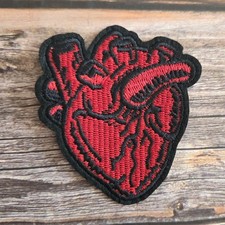 Punk Anatomically Correct Heart 90'S Goth Rockabilly Tattoo Iron on Patch