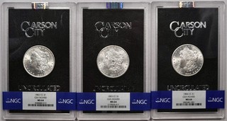 Set of 3 1882/83/84 CC GSA Hard pack Morgans all NGC MS64 DavidKahnRareCoins