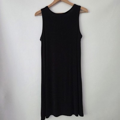 Private Edition Chico's Shift Dress Black Sleeveless Ribbed Knit Womens Size 2 L