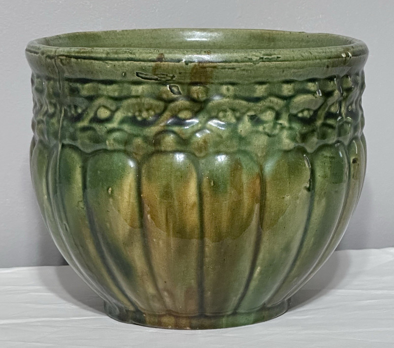 Antique 1920s Brush McCoy Blended Majolica Ribbed Jardiniere Planter – Flawless