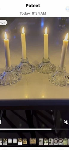 Anchor Hocking Boopie Berwick Vintage Clear Glass Candlestick Holders Set of 4