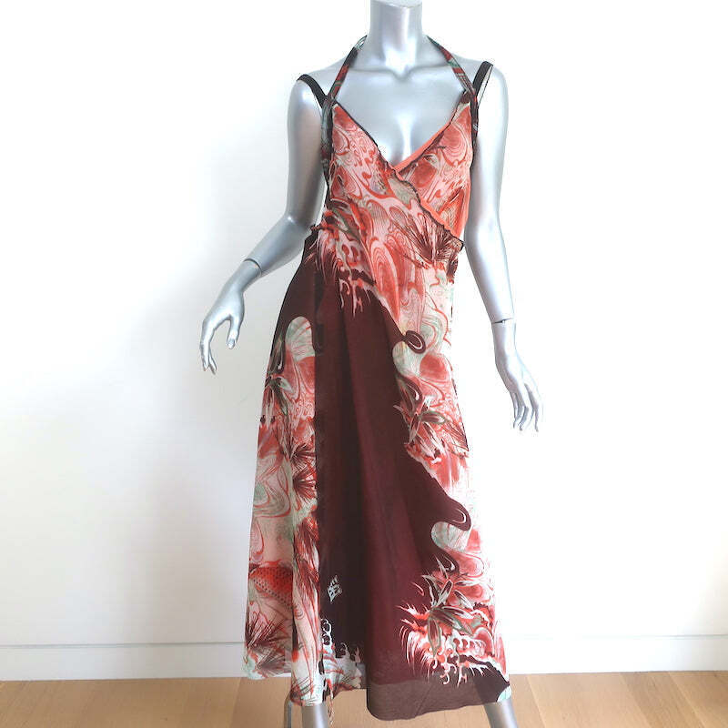 Jean Paul Gaultier Soleil Maxi Wrap Dress Koi Fish Print Jean Paul Gaultier Soleil Maxi Wrap Dress Koi Fish Print