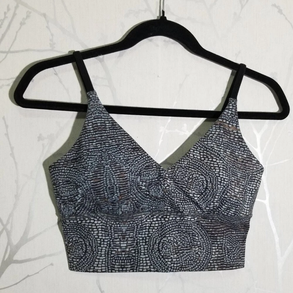 Lululemon Beads Print Luon Strappy Long Line Solo Bra Women s 6