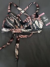 NEW WOMEN'S HURLEY Scattered Palms Floral Swimsuit Bathing Suit Bikini Top, sz S