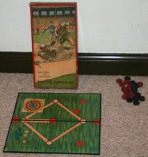 1910's, Milton Bradley Co., "Baseball & Checkers", Complete, Great Litho Cover 