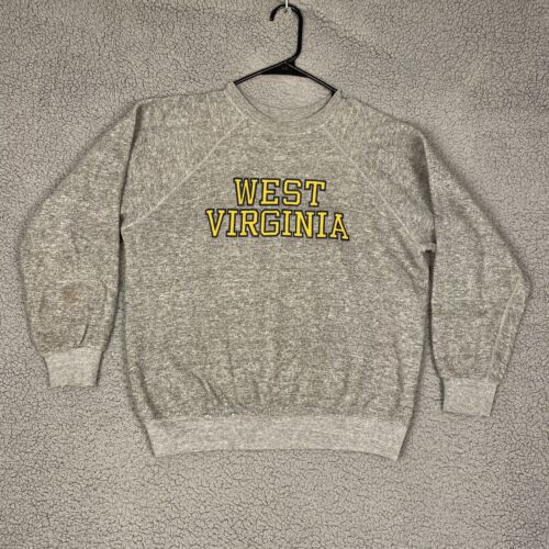Vintage West Virginia Mountaineers Sweatshirt Mens Medium Gray NCAA  Football 80s