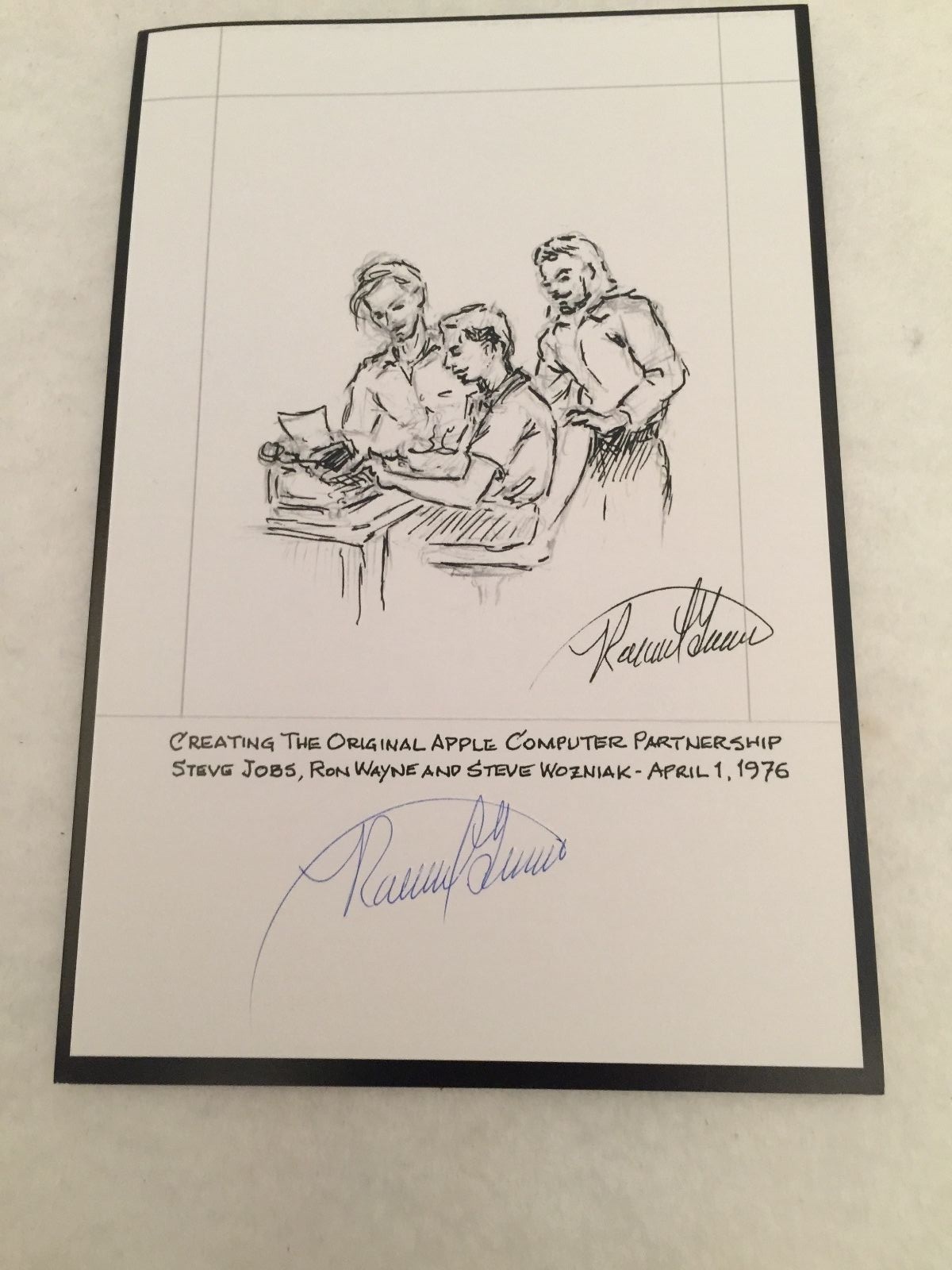 The First Apple Book Plate Autographed by Ronald "Ron" Wayne 5 x 7.5