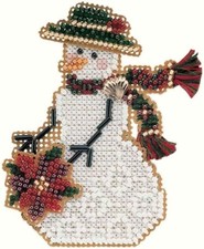 MILL HILL CHARMED ORNAMENT Beaded Cross Stitch Kit POINSETTIA SNOW CHARMER
