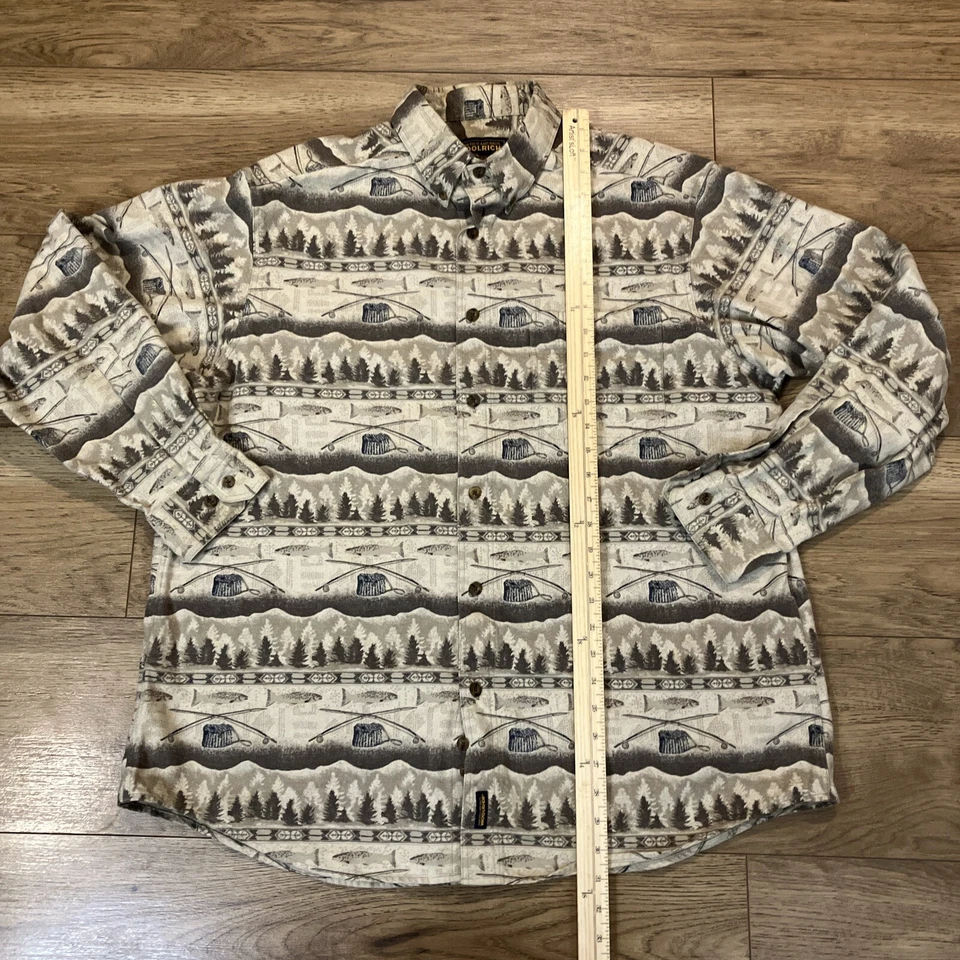 Men's XL Woolrich Button Down Chamois Flannel Shirt Fishing Western Aztec - Image 3 of 4