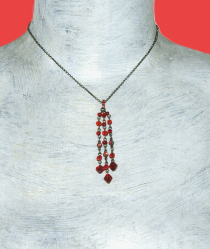 Konplott Kette bronze "Rose Water" Swarovski Strassteine Perlen rot neu - Bild 3 von 5