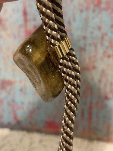 Vintage Men’s Western cowboy Bolo rope tie natural Tigers Eye stone wedding - Picture 15 of 15