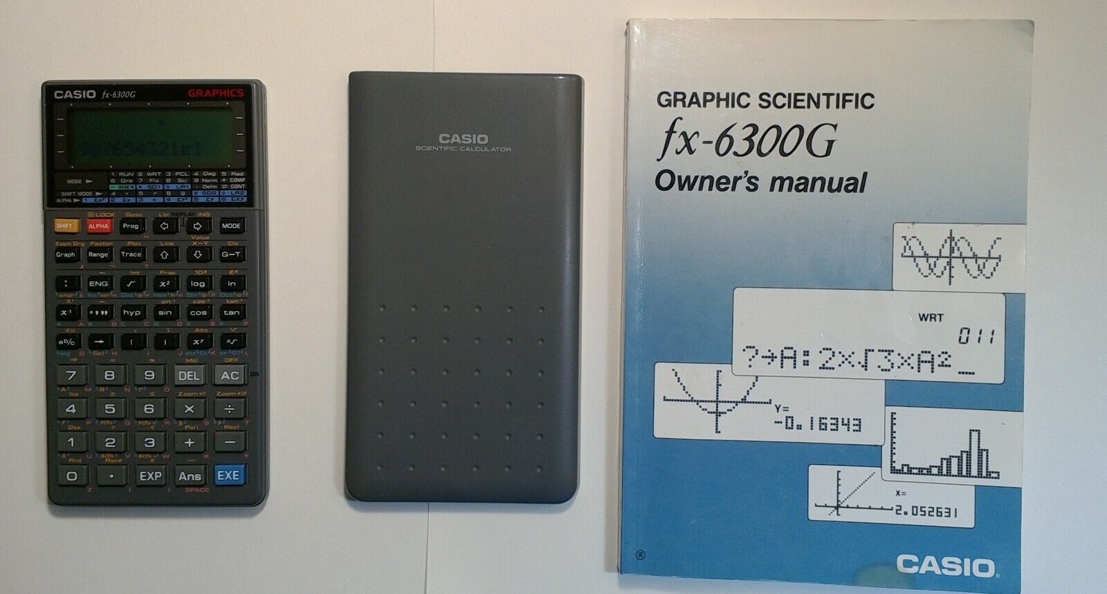 Vintage Casio Scientific Calculator FX-6300G w/Manual, Protective Cover, Works!